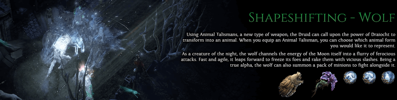 path of exile 2 druid shapeshifting to wolf